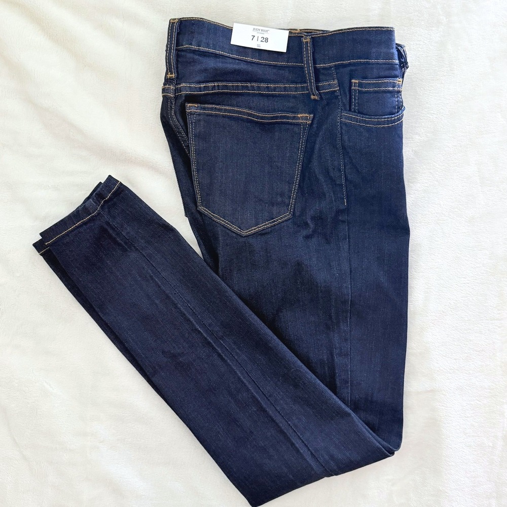 Judy Blue Skinny Jeans Womens 7/28 Dark Blue NEW Midrise Rayon Blend 8376